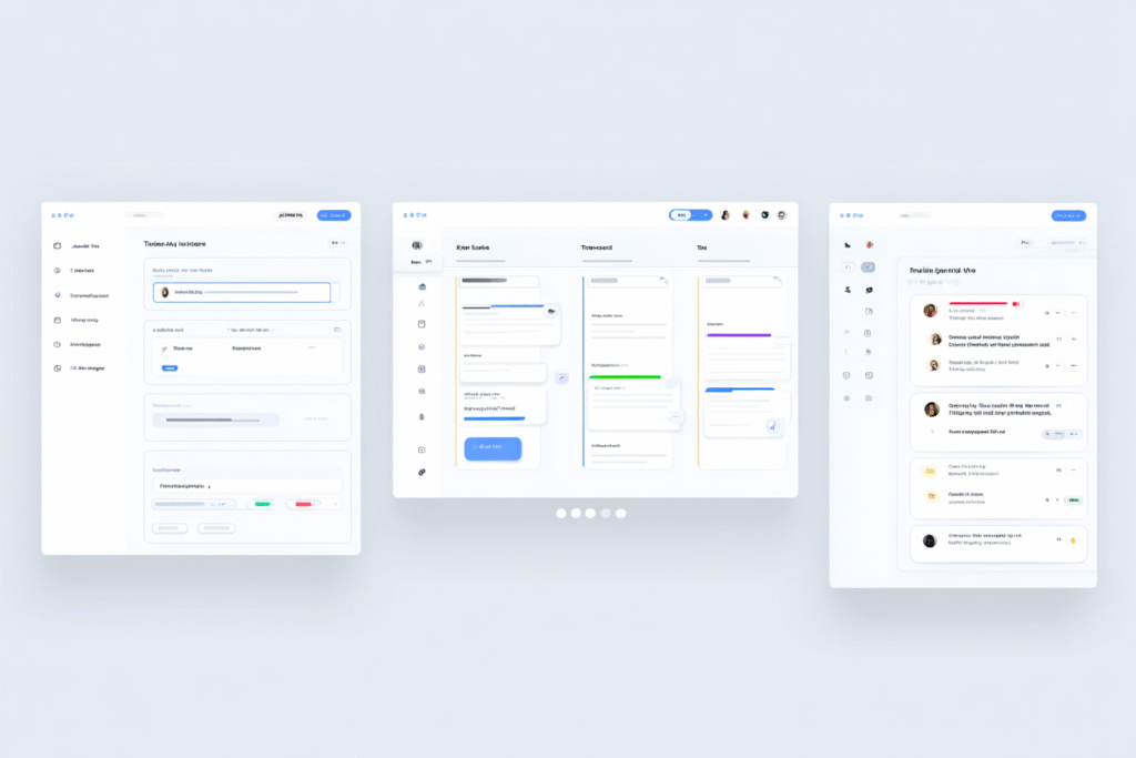 Prezentacja interfejsu aplikacji webowej – widoki pulpitu, zarządzania zadaniami i komunikacji z użytkownikami