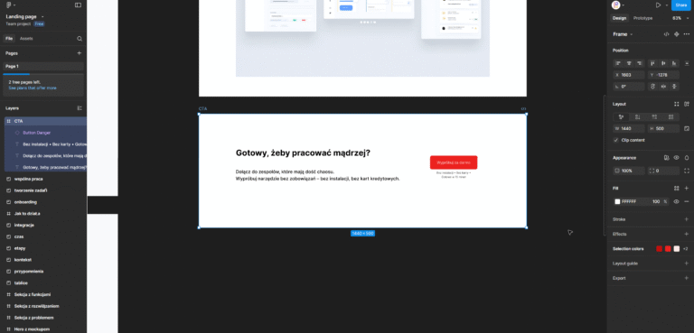 Sekcja call to action z hasłem i przyciskiem „Wypróbuj za darmo”