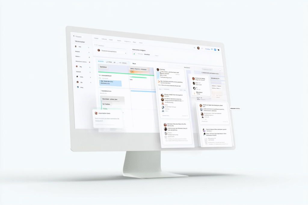 Makieta interfejsu użytkownika aplikacji do zarządzania zadaniami – widok pulpitu na ekranie komputera
