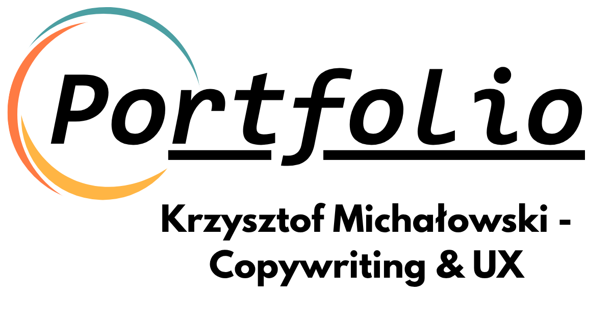 Logo portfolio – czarna typografia z napisem „Portfolio” i pomarańczowym akcentem